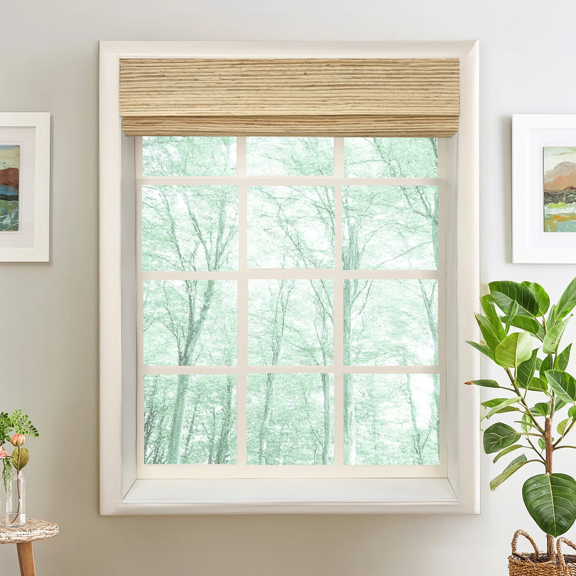Ramie Woven Bamboo No-Drill Blinds & Shades Top Down Bottom Up| Beige Brown
