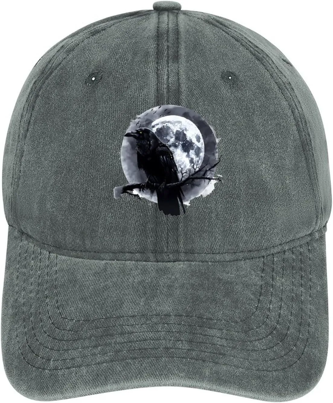 Raven and Moon Baseball Cap Vintage Dad Hat Denim Trucker Gaming Golf Hat for Men Women