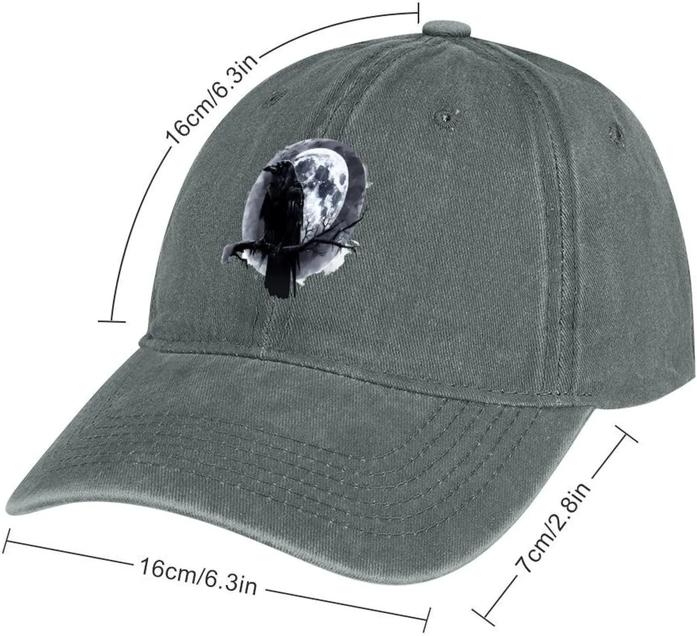 Raven and Moon Baseball Cap Vintage Dad Hat Denim Trucker Gaming Golf Hat for Men Women