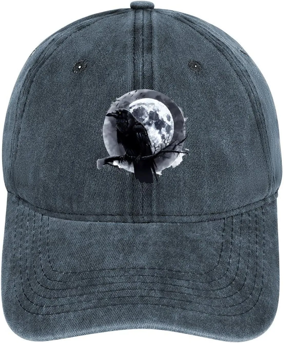 Raven and Moon Baseball Cap Vintage Dad Hat Denim Trucker Gaming Golf Hat for Men Women