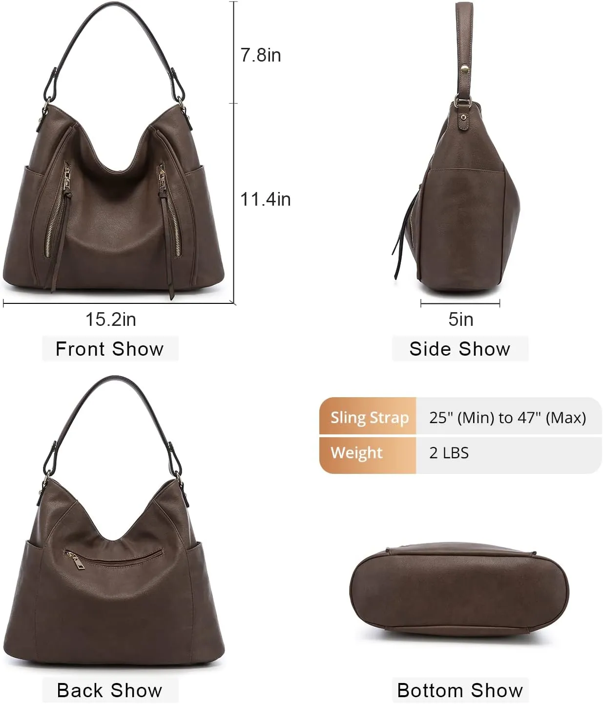 Realer Handbags for Women Hobo Bags Large Crossbody Shoulder Bag Vegan Faux Leather, with Holster/Wallet