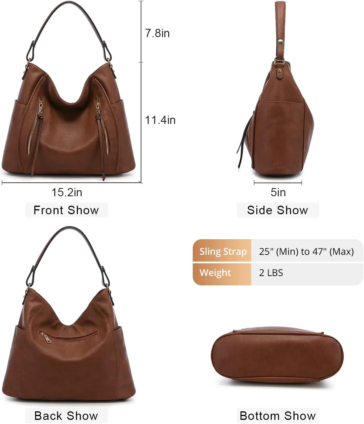 Realer Handbags for Women Hobo Bags Large Crossbody Shoulder Bag Vegan Faux Leather, with Holster/Wallet