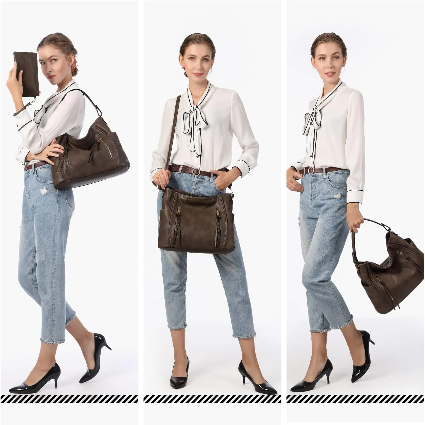 Realer Handbags for Women Hobo Bags Large Crossbody Shoulder Bag Vegan Faux Leather, with Holster/Wallet