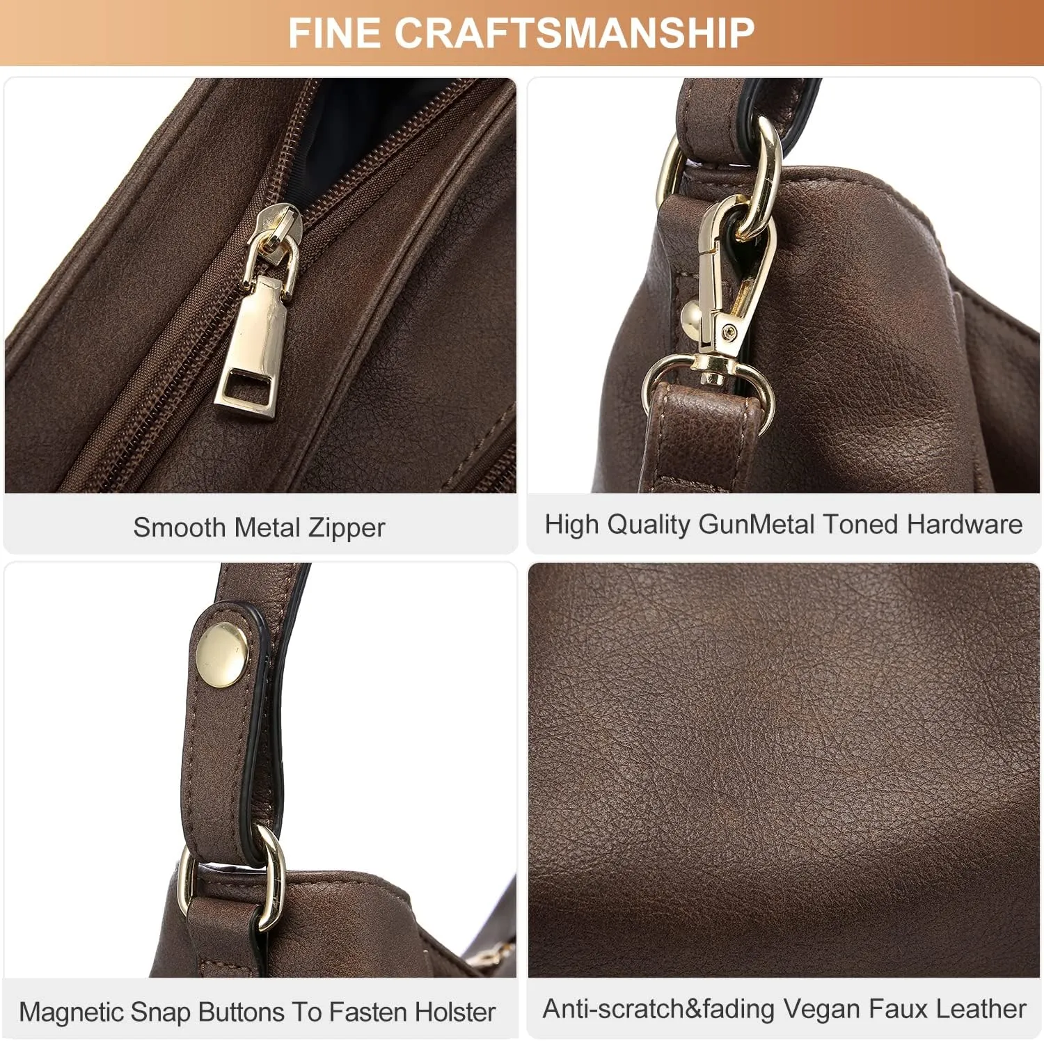Realer Handbags for Women Hobo Bags Large Crossbody Shoulder Bag Vegan Faux Leather, with Holster/Wallet