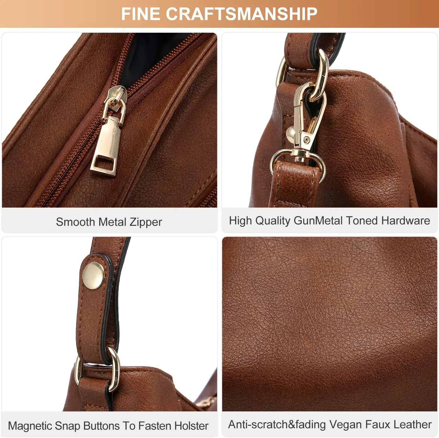 Realer Handbags for Women Hobo Bags Large Crossbody Shoulder Bag Vegan Faux Leather, with Holster/Wallet
