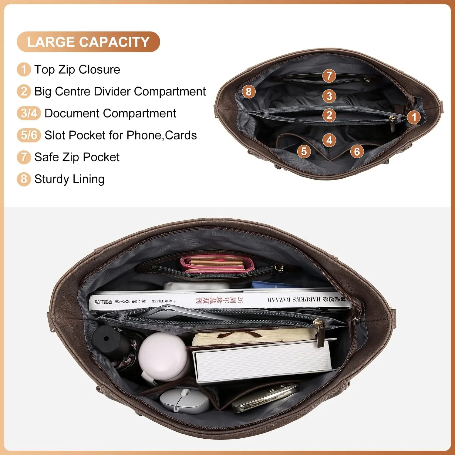 Realer Handbags for Women Hobo Bags Large Crossbody Shoulder Bag Vegan Faux Leather, with Holster/Wallet
