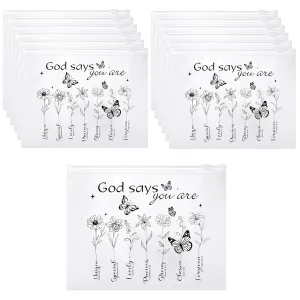 Reginary 50 Pcs Inspirational Gifts Bulk for Women Cosmetic Bag EVA You Are Braver Awesome Makeup Bag with Zipper for Birthday Graduation Christian Easter Encouragement Gifts(God Says)