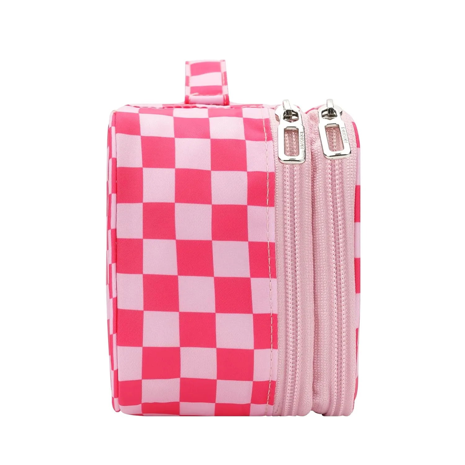Relavel Makeup Bag, Cute Travel Cosmetic Bag, Small Pink Make Up Bags, Portable Toiletry Storage for Women Girl, Waterproof Makeup Organizer for Gym, Camping, Trip, Daily Use - Rose Red