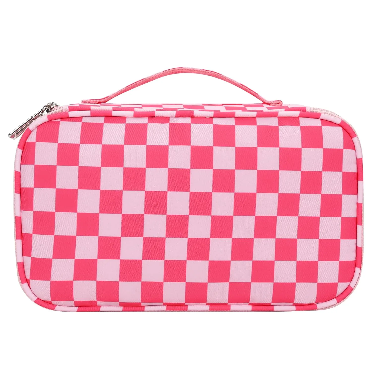 Relavel Makeup Bag, Cute Travel Cosmetic Bag, Small Pink Make Up Bags, Portable Toiletry Storage for Women Girl, Waterproof Makeup Organizer for Gym, Camping, Trip, Daily Use - Rose Red