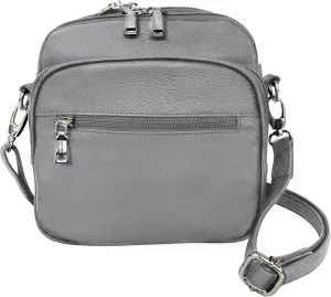 Roma Leathers Square Leather Cross body Bag Men & Women Conceal Carry Gun Purse (Gray)