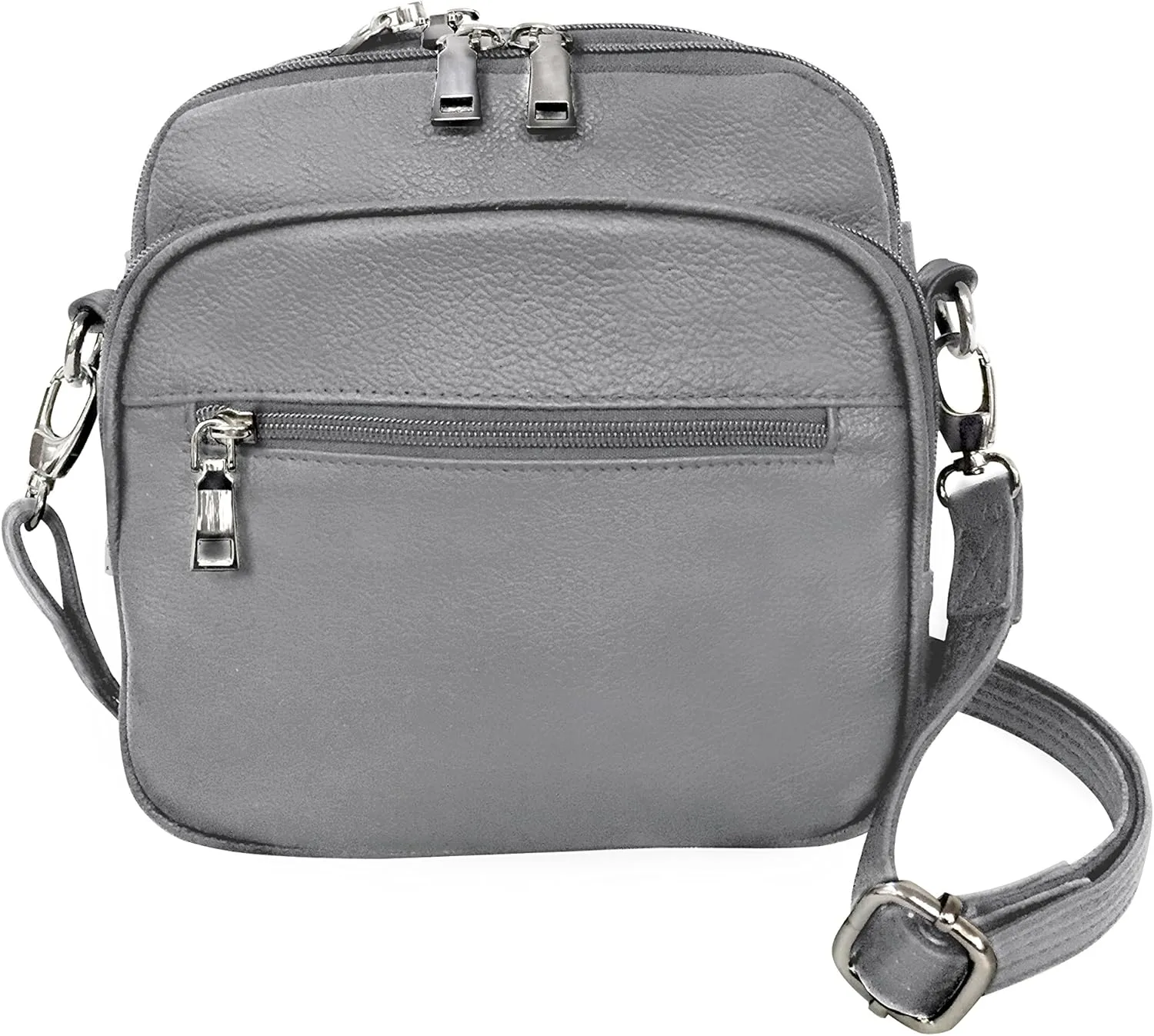 Roma Leathers Square Leather Cross body Bag Men & Women Conceal Carry Gun Purse (Gray)