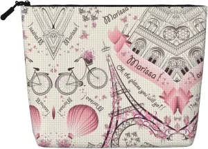 Romantic Paris Butterfly Print Work Bag Essentials Single-layer Makeup Bag Travel Cosmetic Organizer Large Capacity