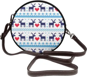 Round Crossbody Bag Small Circle Purse Zip Handbag for Women