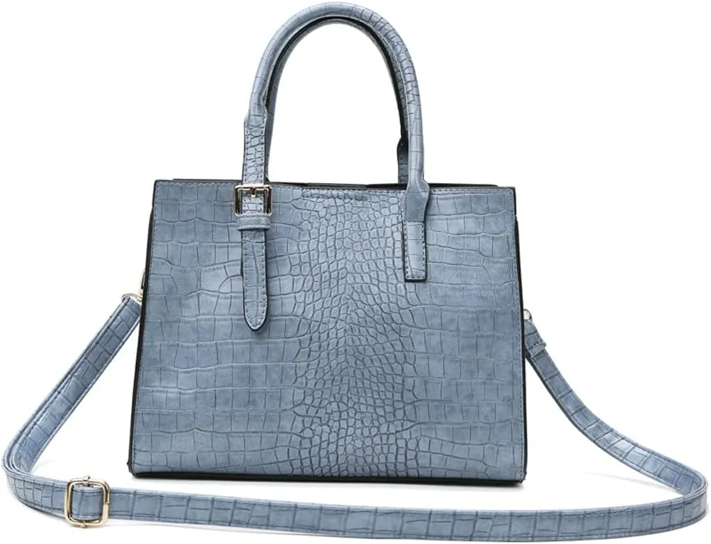 ROUROU Crocodile Print Handbag for Women Soft Faux Leather Shoulder Bag Top Handle Crossbody Bag Commuter Tote Bag Satchel