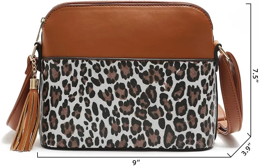 ROUROU Tassel Shoulder Bag for Women Leopard Print Crossbody Bag Large Capacity Satchel Fashion Handbag Purse