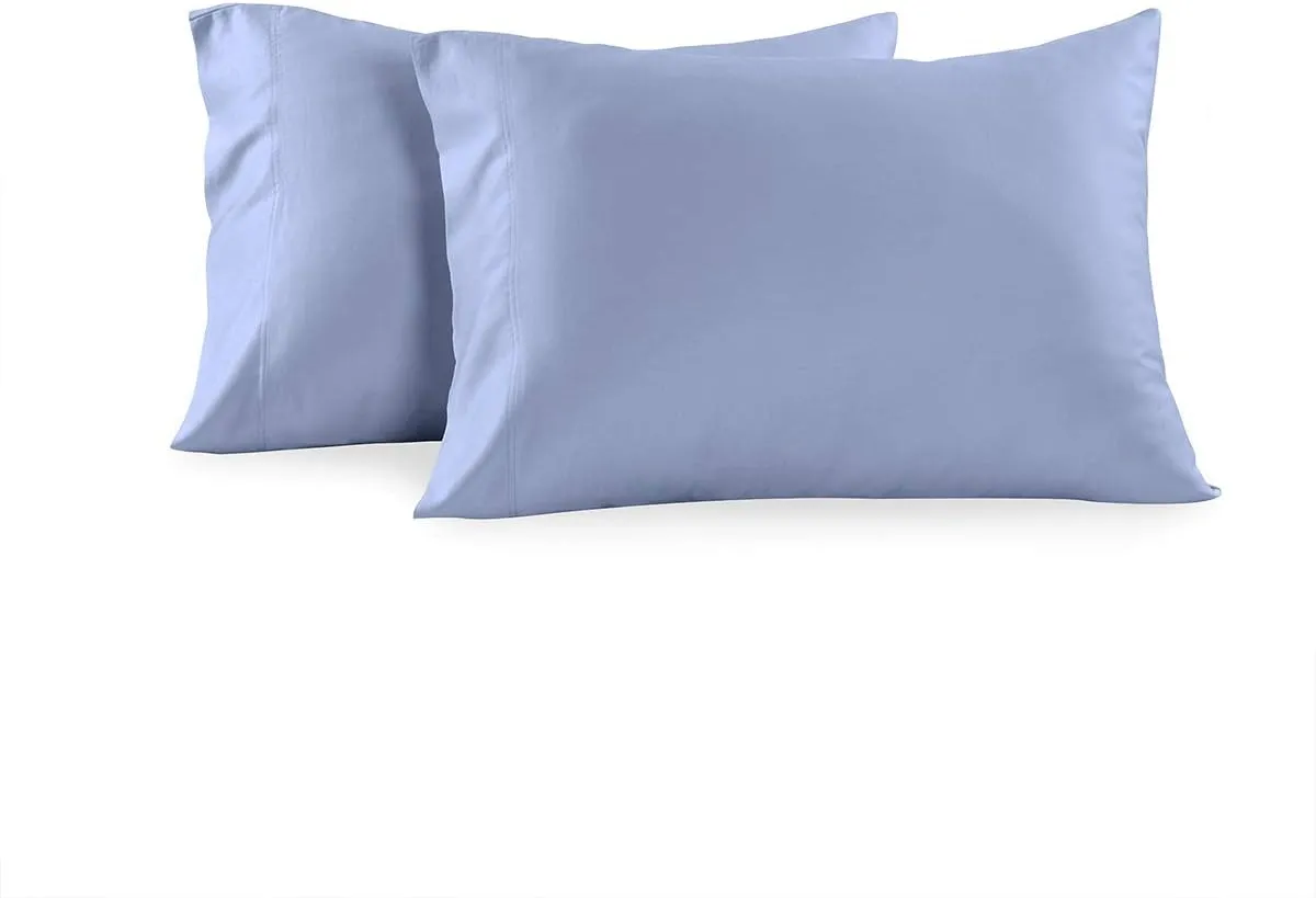 Royal Tradition Solid Viscose from Bamboo-Cotton Blend Set of 2 Standard/Queen Size Breathable Soft Pillow Cases, Periwinkle