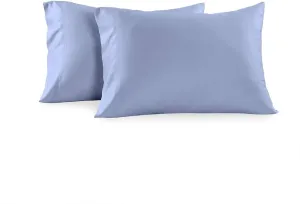 Royal Tradition Solid Viscose from Bamboo-Cotton Blend Set of 2 Standard/Queen Size Breathable Soft Pillow Cases, Periwinkle