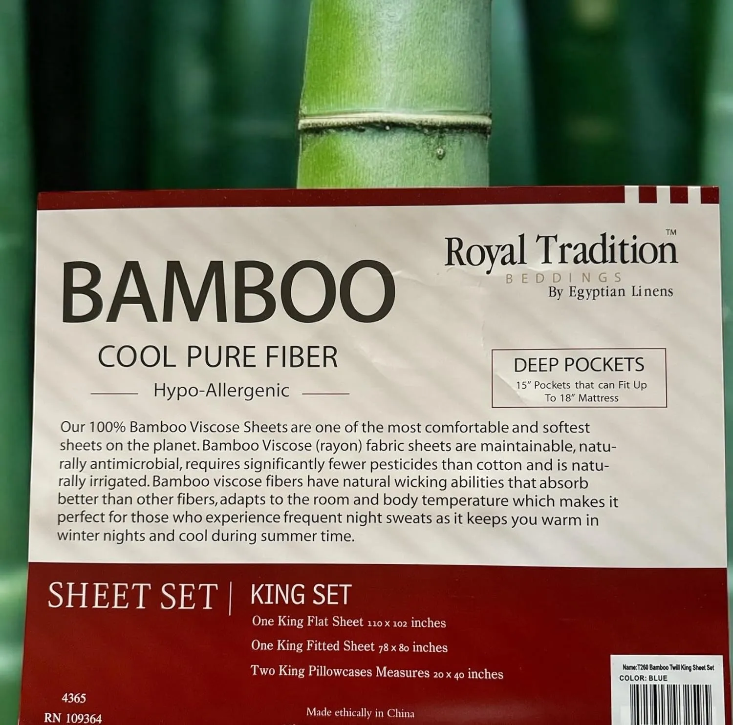 Royal Tradition Viscose from Bamboo Bed Sheets, King, Solid White, Super Soft and Cool 4PC Sheet Set
