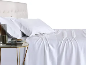 Royal Tradition Viscose from Bamboo Bed Sheets, King, Solid White, Super Soft and Cool 4PC Sheet Set