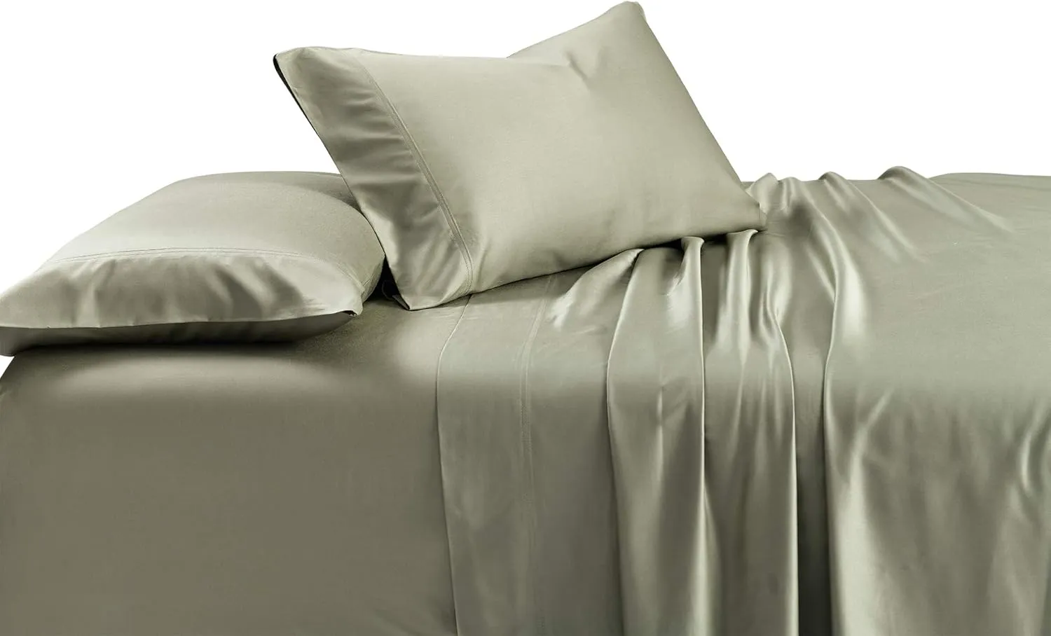 Royal Tradition Viscose from Bamboo-Cotton Blend Sheet Set (King Size, Sage-Solid) Durable, Breathable Deep Pocket Bed Sheets