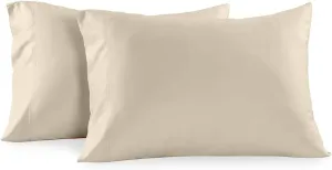 Royal Tradition Viscose from Bamboo Pillowcases, King Size, Set of 2 Cool and Soft Pillow Cases, Beige