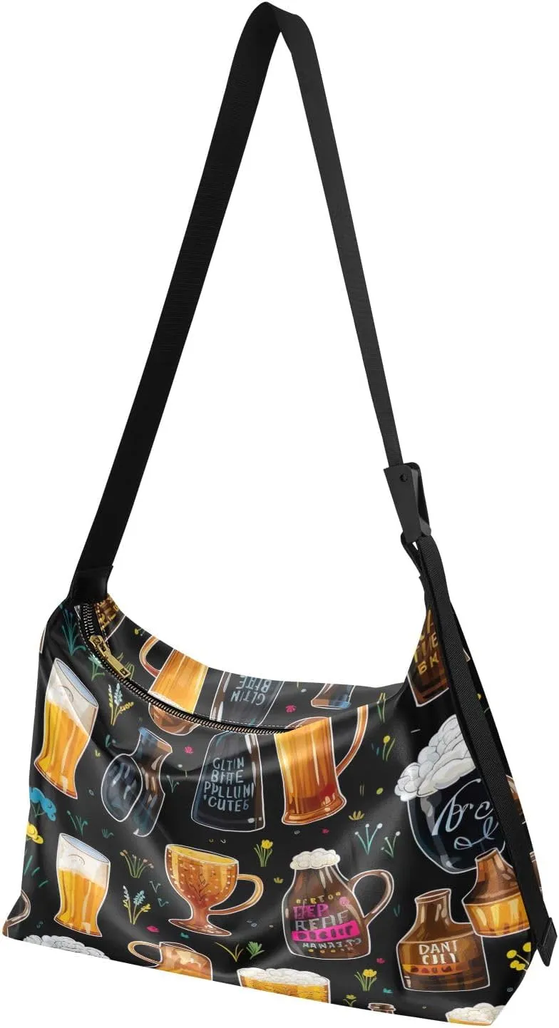 Rubber Ducks on Blue Bag with Shoulder Strap, Lady Hobo Handbag, Large Crossbody Bag