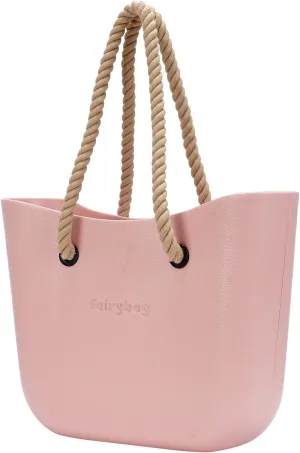 Rubber Tote Handbag with Rope Handles and Faux Leather Strap Lightweight Waterproof Shoulder Bag with EVA Foam Rubber