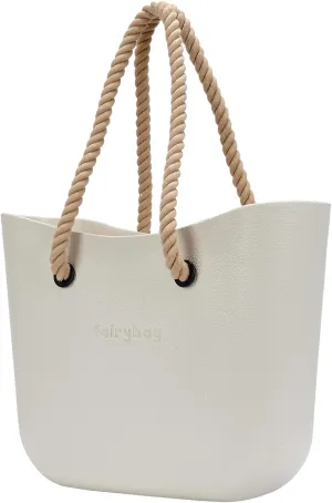 Rubber Tote Handbag with Rope Handles and Faux Leather Strap Lightweight Waterproof Shoulder Bag with EVA Foam Rubber