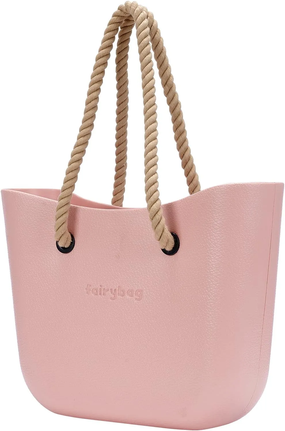 Rubber Tote Handbag with Rope Handles and Faux Leather Strap Lightweight Waterproof Shoulder Bag with EVA Foam Rubber