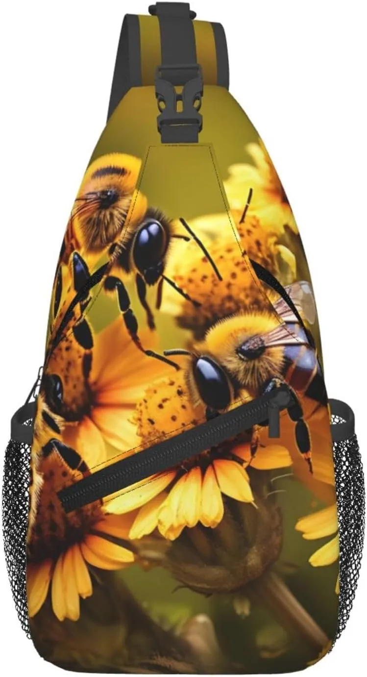 Rural Honey Bees flowers print Crossbody bag, outdoor bag, casual bag, fashionable travel accessories fit everyone