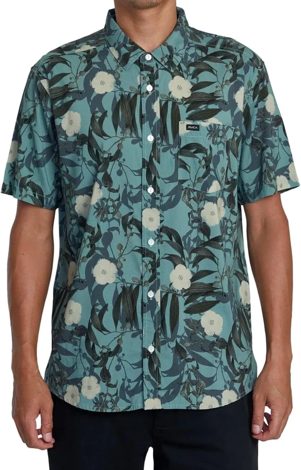 RVCA Men's Botanical Short Sleeve Woven Button Up Shirt