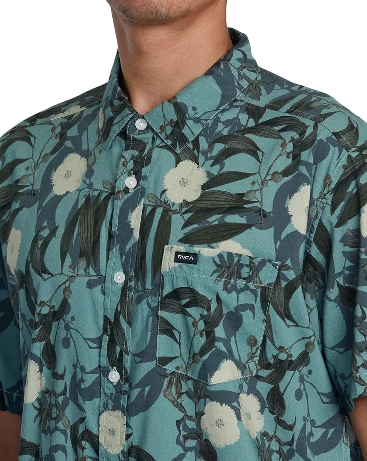 RVCA Men's Botanical Short Sleeve Woven Button Up Shirt