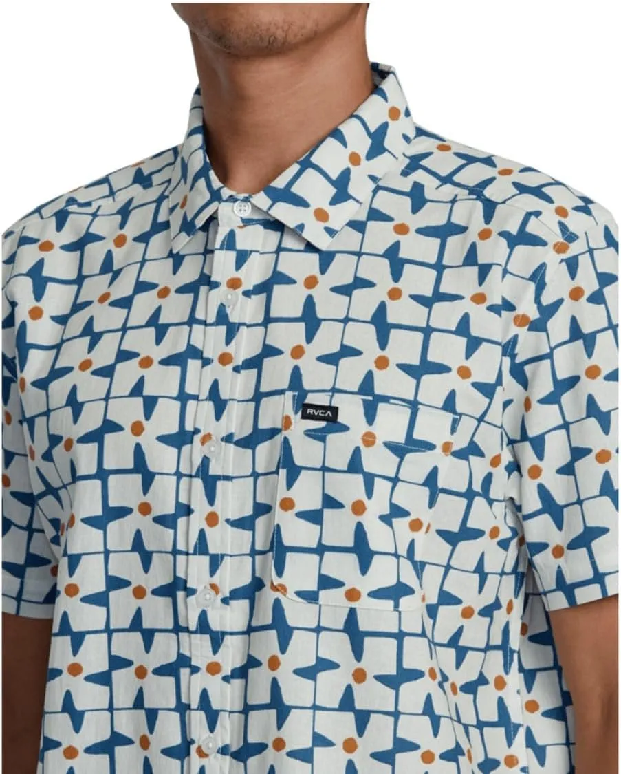 RVCA Men's Vacationist Short Sleeve Woven Button Up Shirt