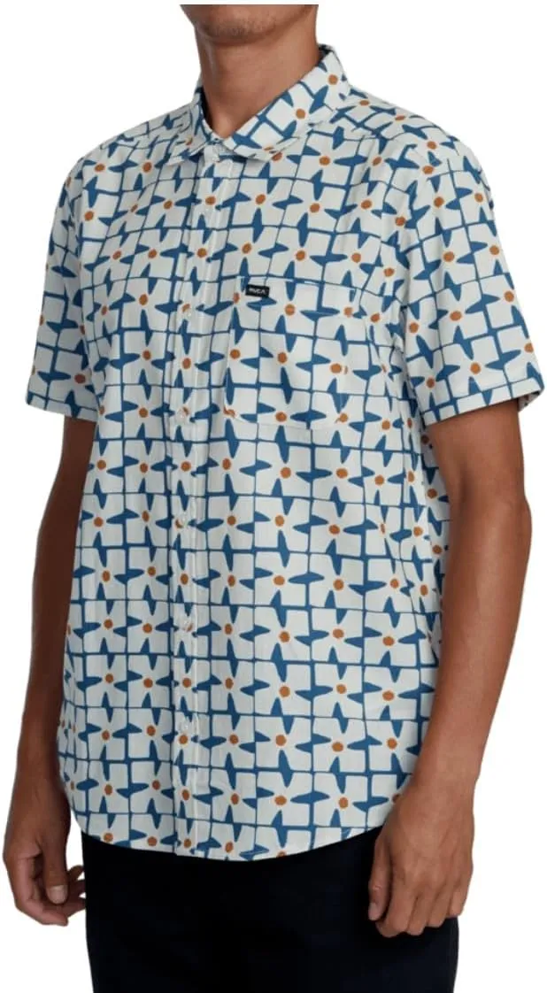 RVCA Men's Vacationist Short Sleeve Woven Button Up Shirt
