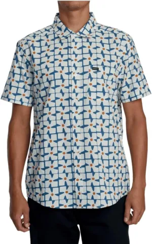 RVCA Men's Vacationist Short Sleeve Woven Button Up Shirt