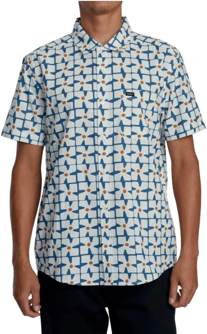 RVCA Men's Vacationist Short Sleeve Woven Button Up Shirt