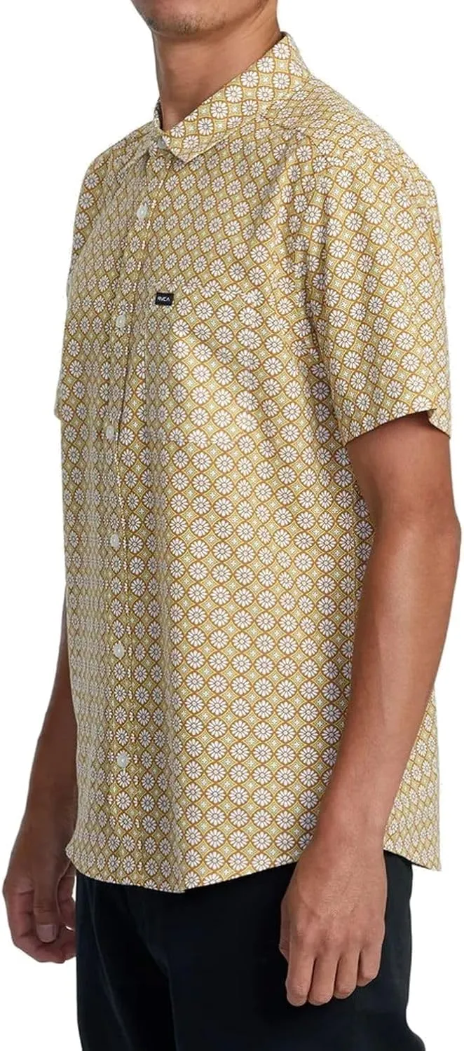 RVCA Men's Vacationist Short Sleeve Woven Button Up Shirt