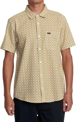 RVCA Men's Vacationist Short Sleeve Woven Button Up Shirt