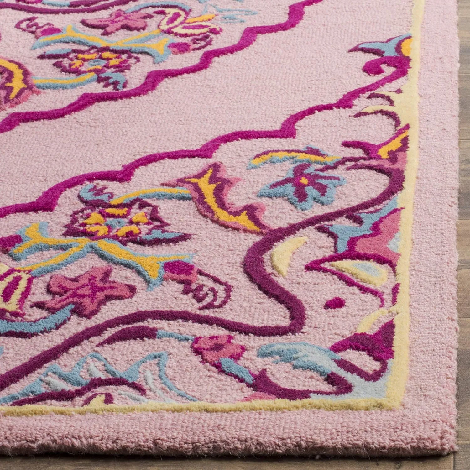 SAFAVIEH Bellagio Collection 5' x 8' Pink/Multi BLG605A Handmade Medallion Premium Wool Area Rug