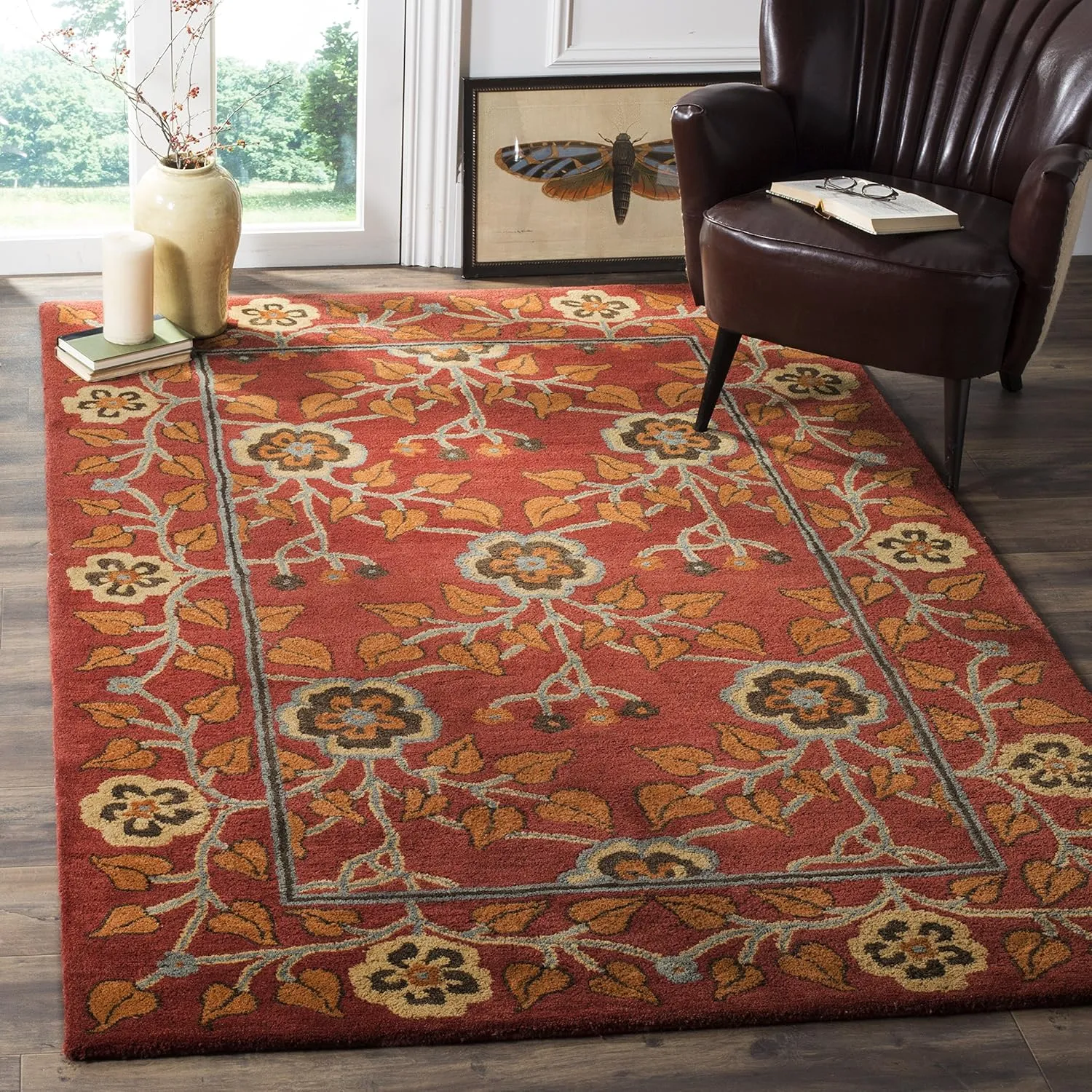 SAFAVIEH Heritage Collection 3' x 5' Red / Multi HG407A Handmade Traditional Oriental Premium Wool Area Rug