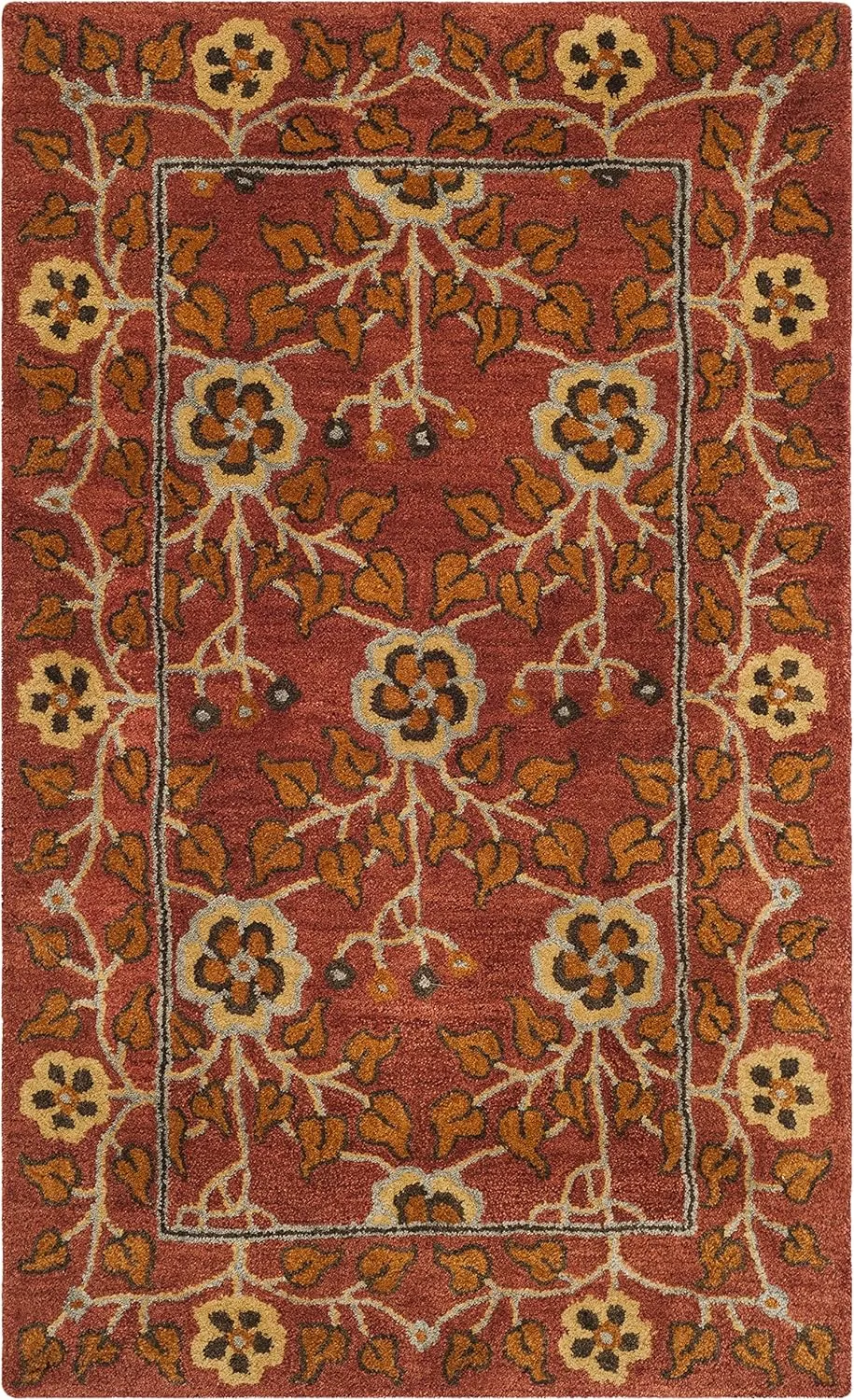 SAFAVIEH Heritage Collection 3' x 5' Red / Multi HG407A Handmade Traditional Oriental Premium Wool Area Rug