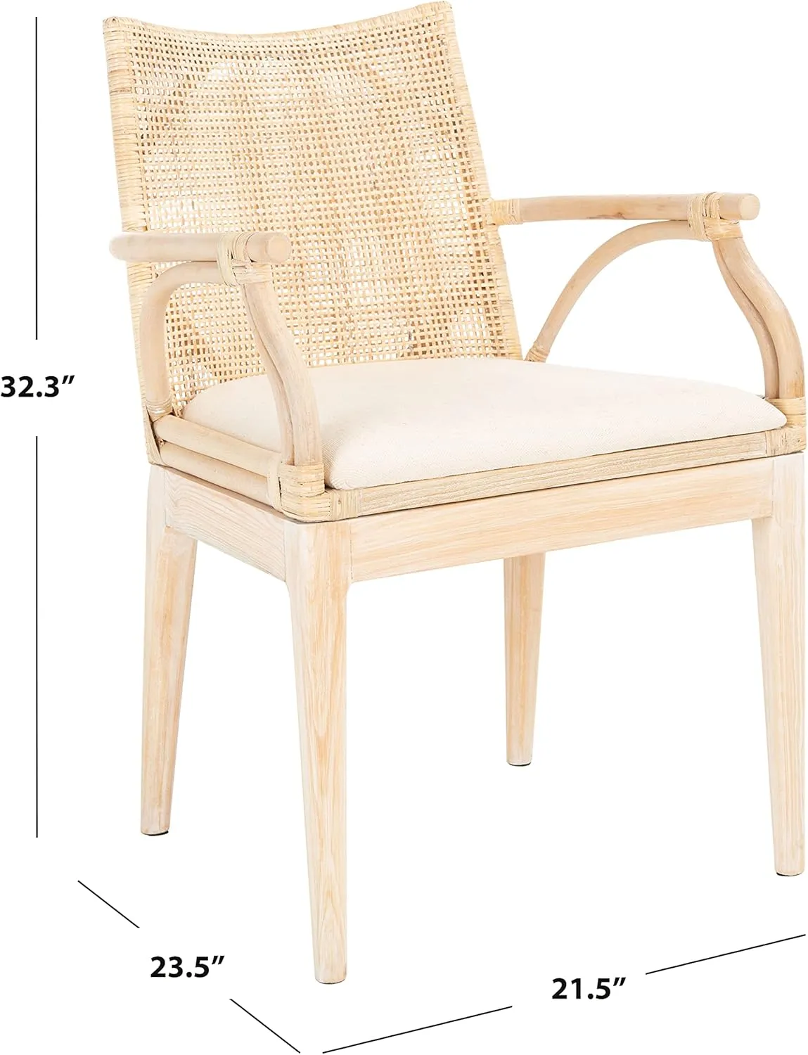 SAFAVIEH Home Collection Gianni Natural Wash/White Cushion Living Dining Room Bedroom Office Foyer Arm Chair SEA4011B
