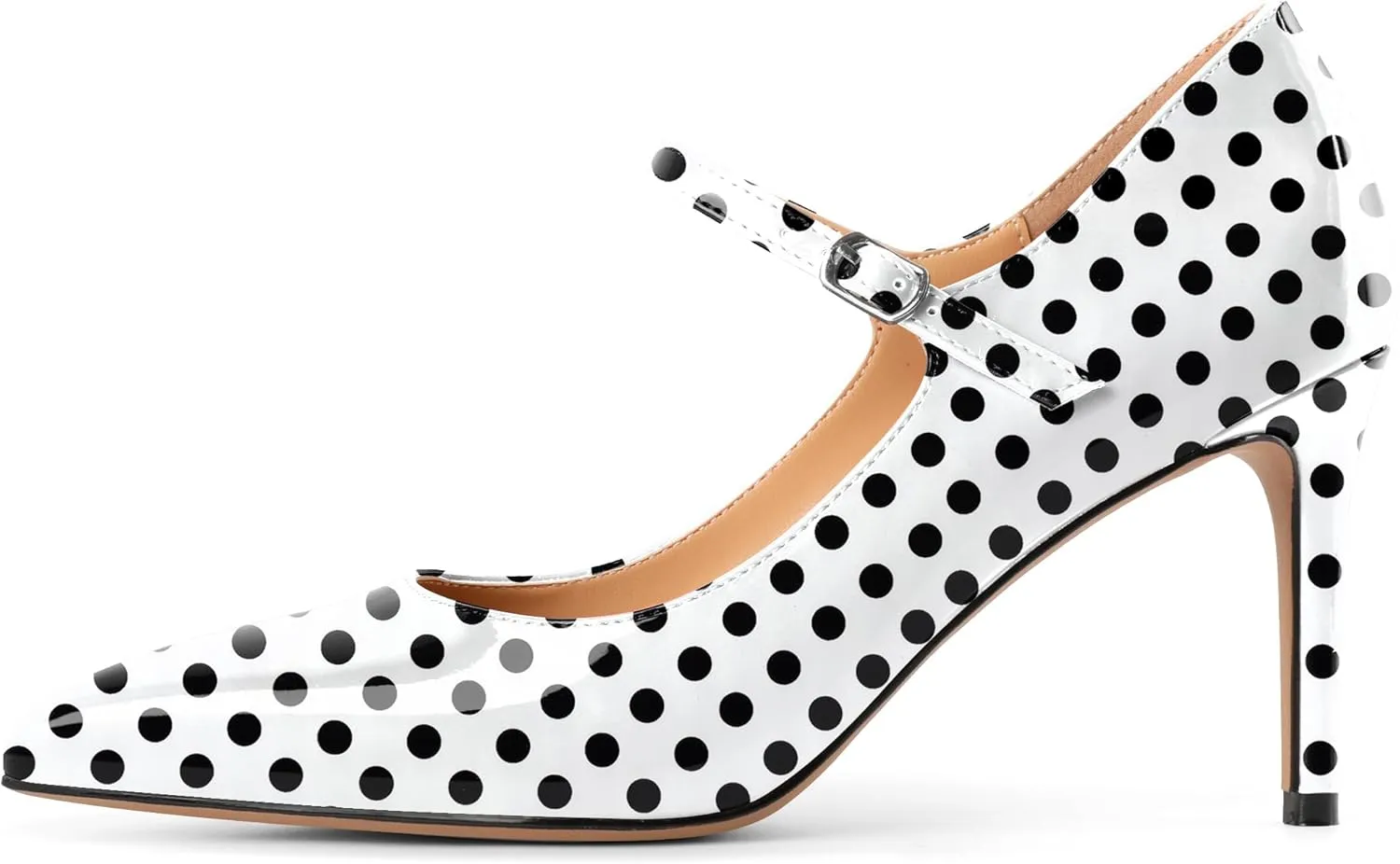 SAMMITOP Women's Pointed Toe Mary Jane Pumps 85mm Heel Party Dress Shoes