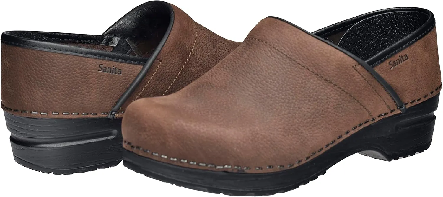 Sanita Women's Professional Oil Closed Leather Clog