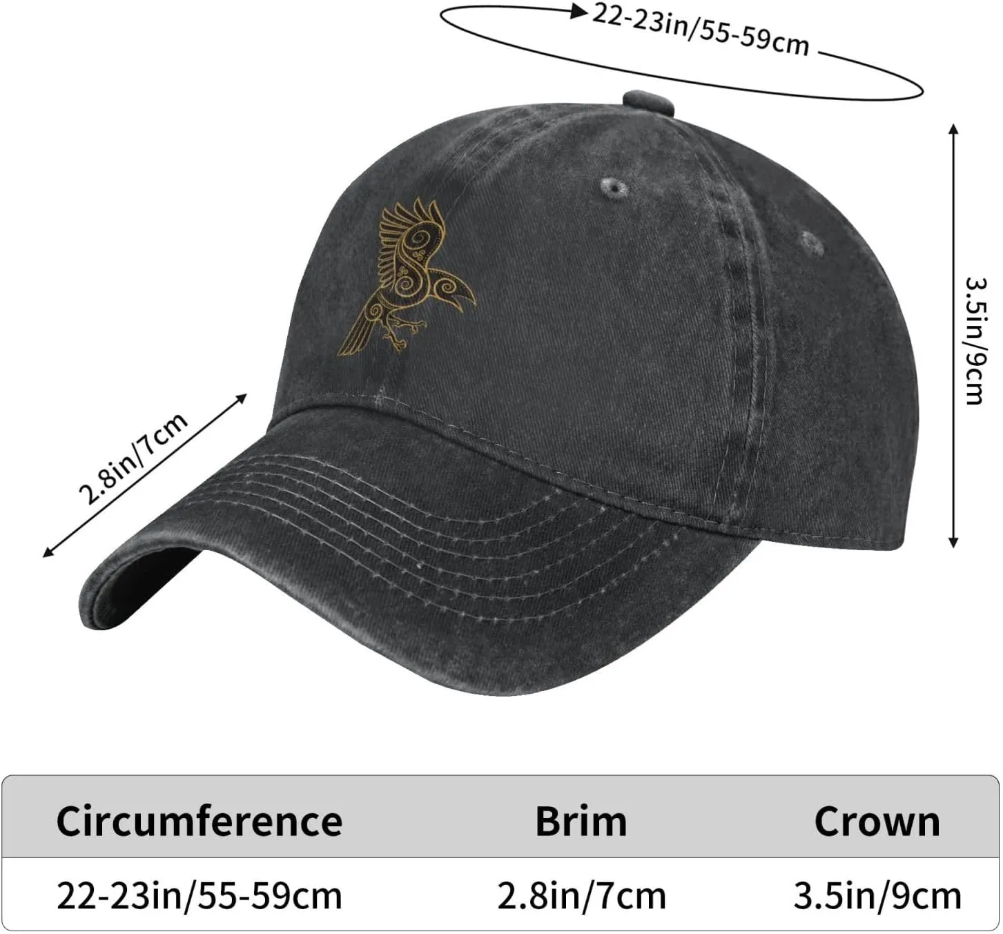 Scandinavian Pirate Odin's Raven Celtic Ponytail Baseball Cap Vintage Denim Cowboy Hat