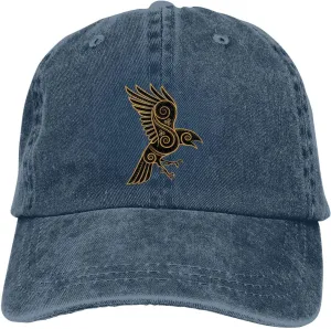 Scandinavian Pirate Odin's Raven Celtic Ponytail Baseball Cap Vintage Denim Cowboy Hat