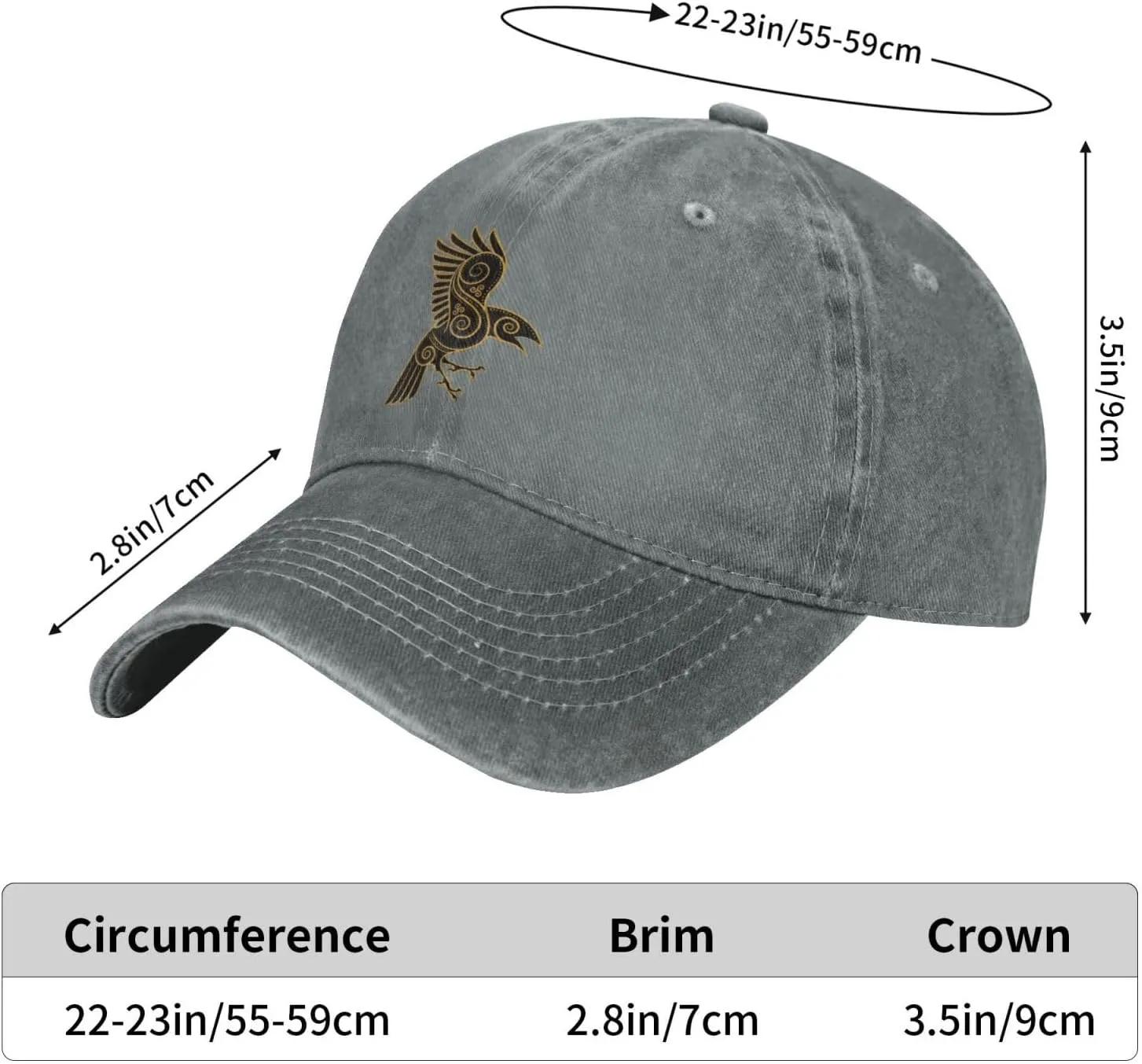 Scandinavian Pirate Odin's Raven Celtic Ponytail Baseball Cap Vintage Denim Cowboy Hat