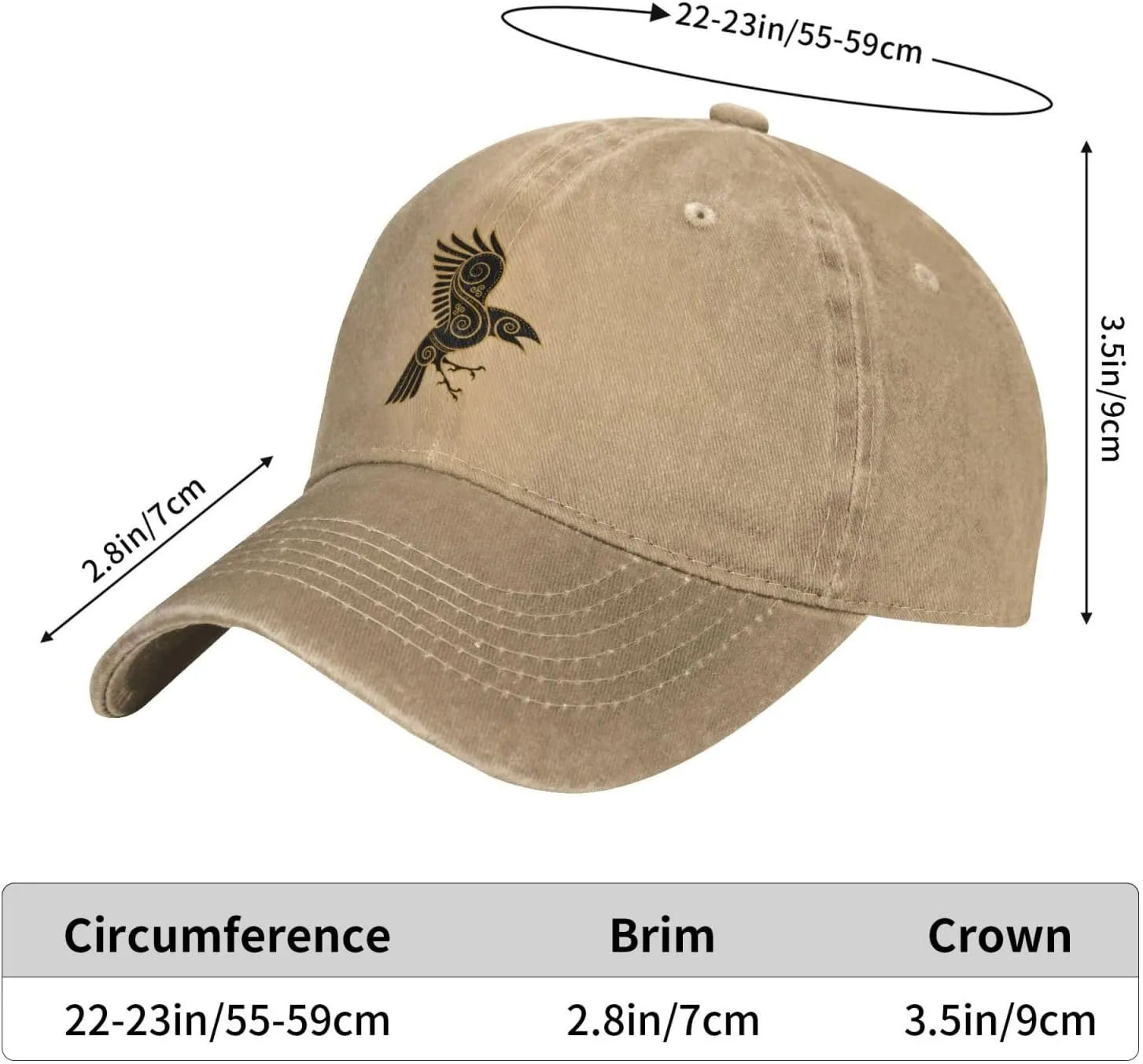 Scandinavian Pirate Odin's Raven Celtic Ponytail Baseball Cap Vintage Denim Cowboy Hat