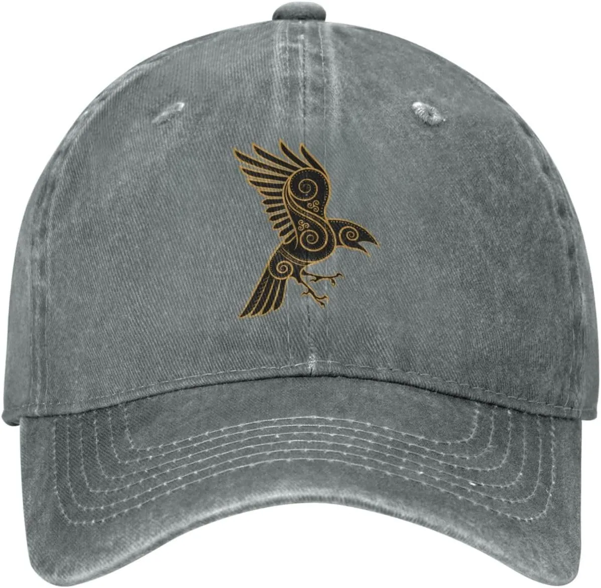 Scandinavian Pirate Odin's Raven Celtic Ponytail Baseball Cap Vintage Denim Cowboy Hat