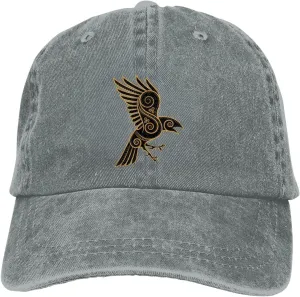 Scandinavian Pirate Odin's Raven Celtic Ponytail Baseball Cap Vintage Denim Cowboy Hat